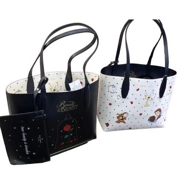 Kate Spade X Disney Beauty and The Beast Small Leather Reversible Tote Handbag - Picture 3 of 14